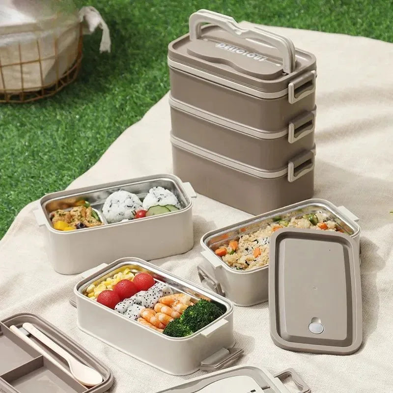 Multiple Container Lunch Box Portable Lunch Box with Multiple Compartments – Microwave-Safe Food Co ...