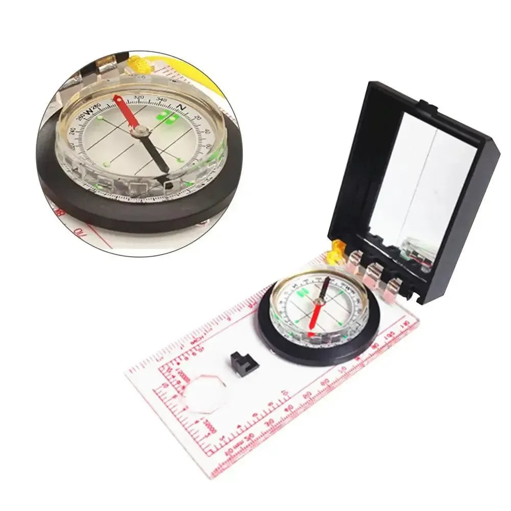 Portable Magnifying Compass - Navigation Map Reading Compass with Lanyard, Mirror, and Ruler for Camping, Hiking, and Traveling - Trekker Essentials