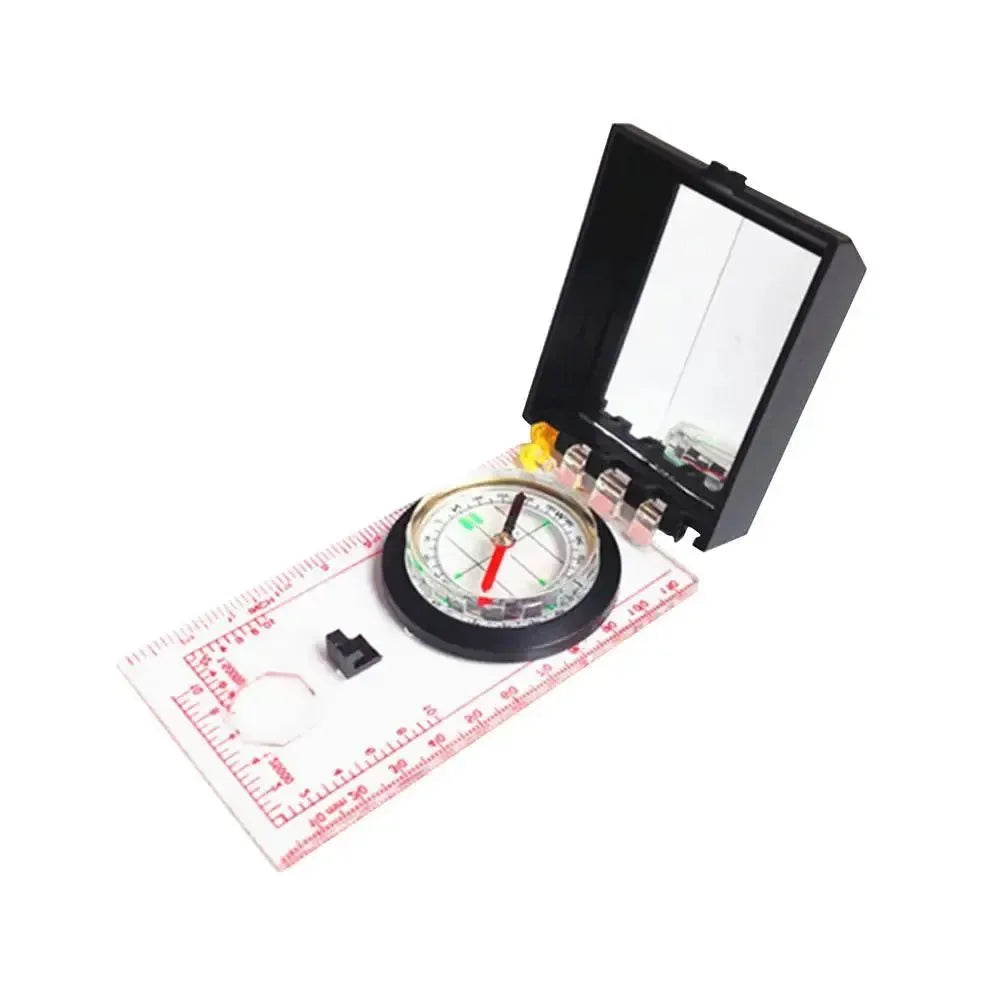 Portable Magnifying Compass - Navigation Map Reading Compass with Lanyard, Mirror, and Ruler for Camping, Hiking, and Traveling - Trekker Essentials