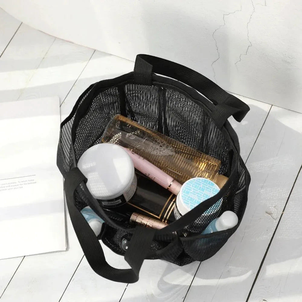 Portable Mesh Shower Bag: Organized Toiletry Storage for On-the-Go - Trekker Essentials