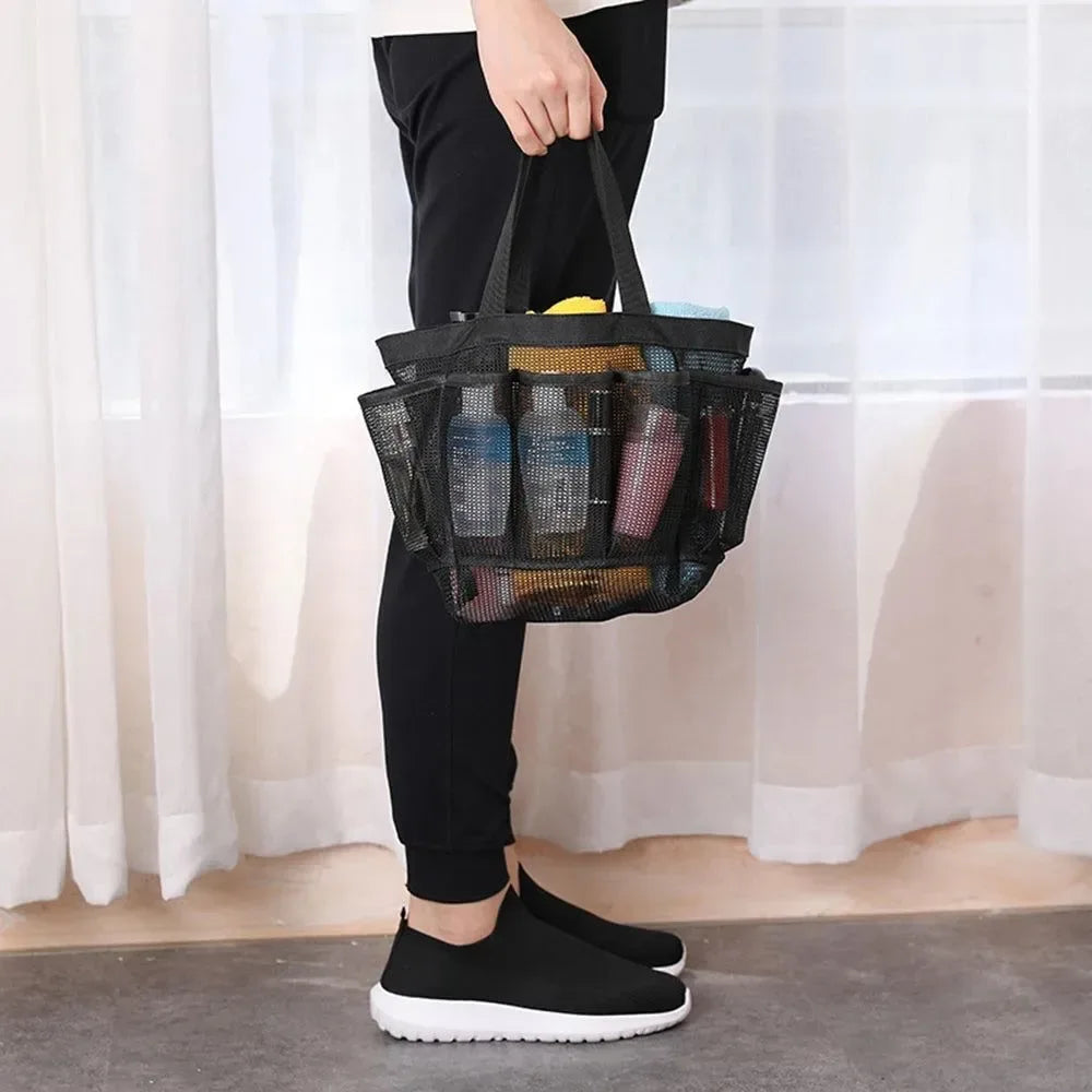 Portable Mesh Shower Bag: Organized Toiletry Storage for On-the-Go - Trekker Essentials