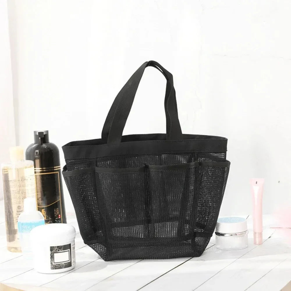 Portable Mesh Shower Bag: Organized Toiletry Storage for On-the-Go - Trekker Essentials