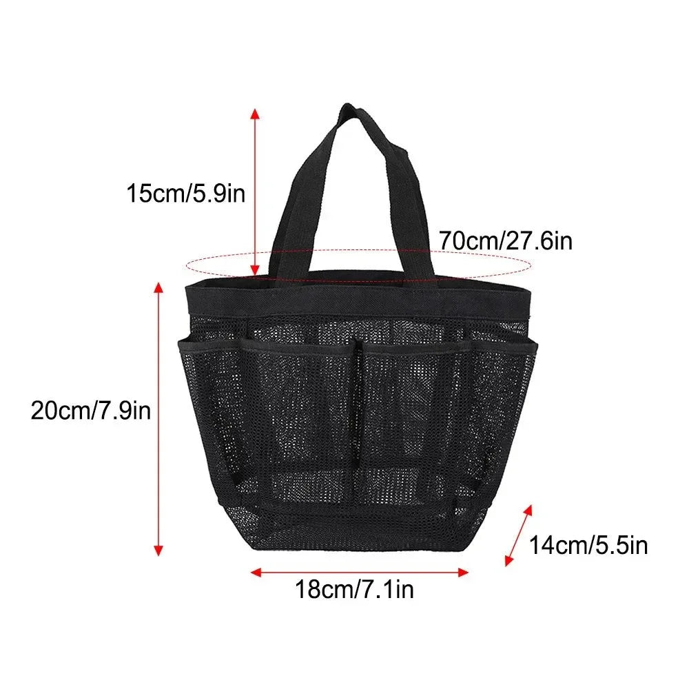 Portable Mesh Shower Bag: Organized Toiletry Storage for On-the-Go - Trekker Essentials