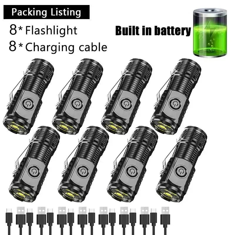 Portable Mini 3LED Flashlight with Pen Clip, Magnetic Tail, and USB Charging - Ideal for Outdoor Emergencies - Trekker Essentials