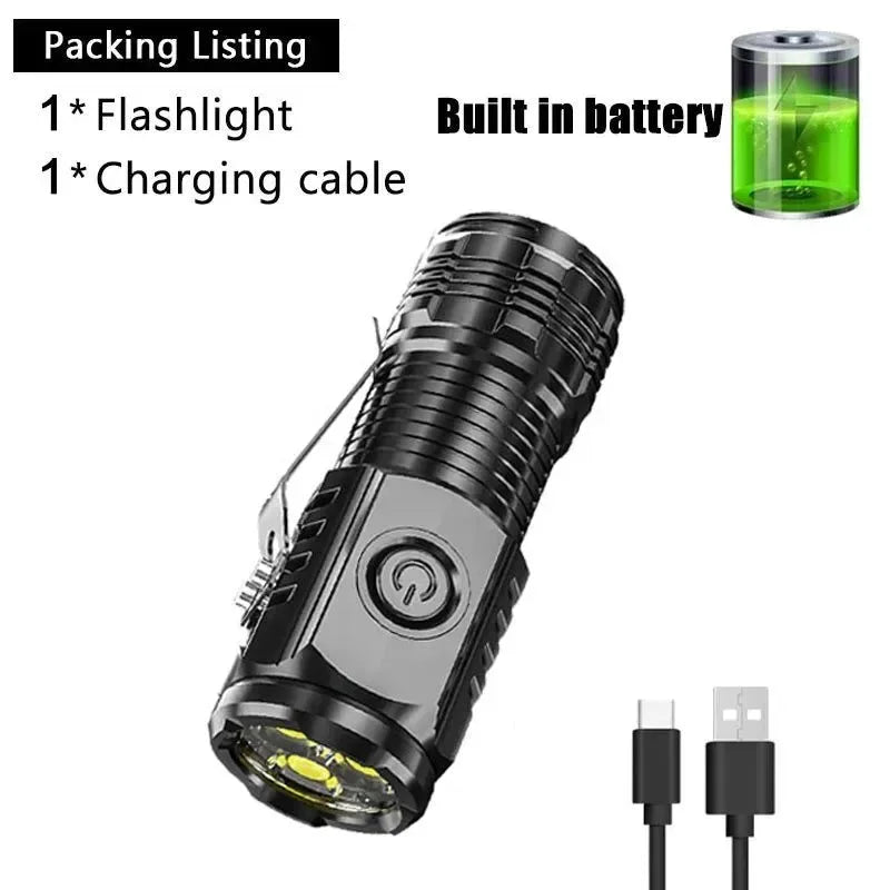 Portable Mini 3LED Flashlight with Pen Clip, Magnetic Tail, and USB Charging - Ideal for Outdoor Emergencies - Trekker Essentials
