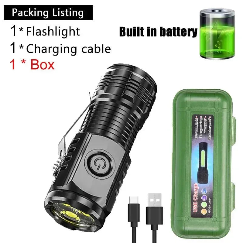 Portable Mini 3LED Flashlight with Pen Clip, Magnetic Tail, and USB Charging - Ideal for Outdoor Emergencies - Trekker Essentials