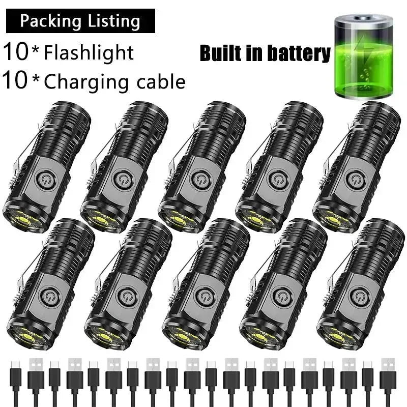 Portable Mini 3LED Flashlight with Pen Clip, Magnetic Tail, and USB Charging - Ideal for Outdoor Emergencies - Trekker Essentials