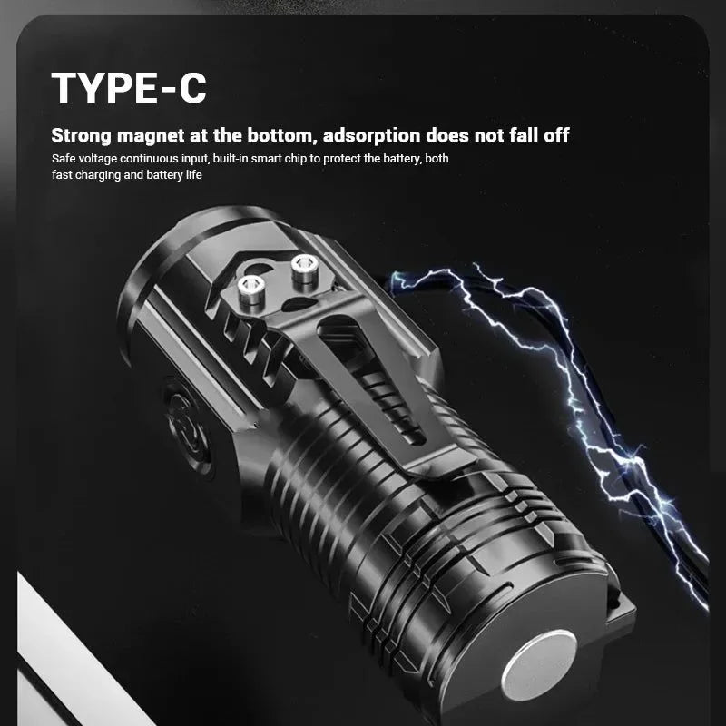Portable Mini 3LED Flashlight with Pen Clip, Magnetic Tail, and USB Charging - Ideal for Outdoor Emergencies - Trekker Essentials