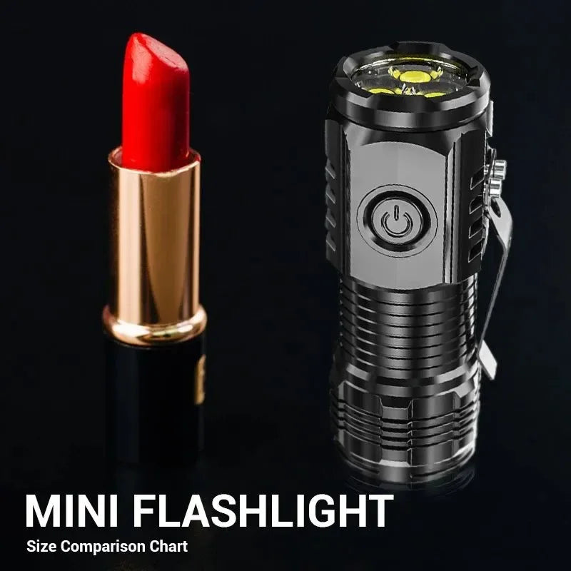 Portable Mini 3LED Flashlight with Pen Clip, Magnetic Tail, and USB Charging - Ideal for Outdoor Emergencies - Trekker Essentials