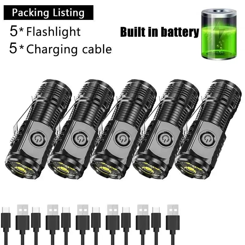 Portable Mini 3LED Flashlight with Pen Clip, Magnetic Tail, and USB Charging - Ideal for Outdoor Emergencies - Trekker Essentials