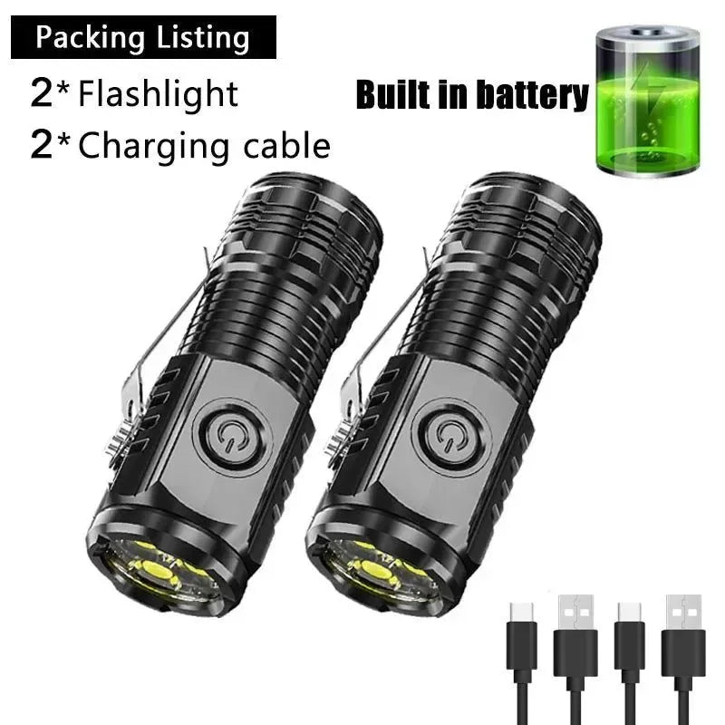 Portable Mini 3LED Flashlight with Pen Clip, Magnetic Tail, and USB Charging - Ideal for Outdoor Emergencies - Trekker Essentials