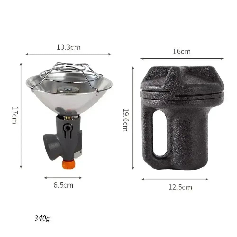 Portable Mini Gas Butane Heater with Storage Box | Windproof Burner for Outdoor Camping | Stainless Steel Construction - Trekker Essentials