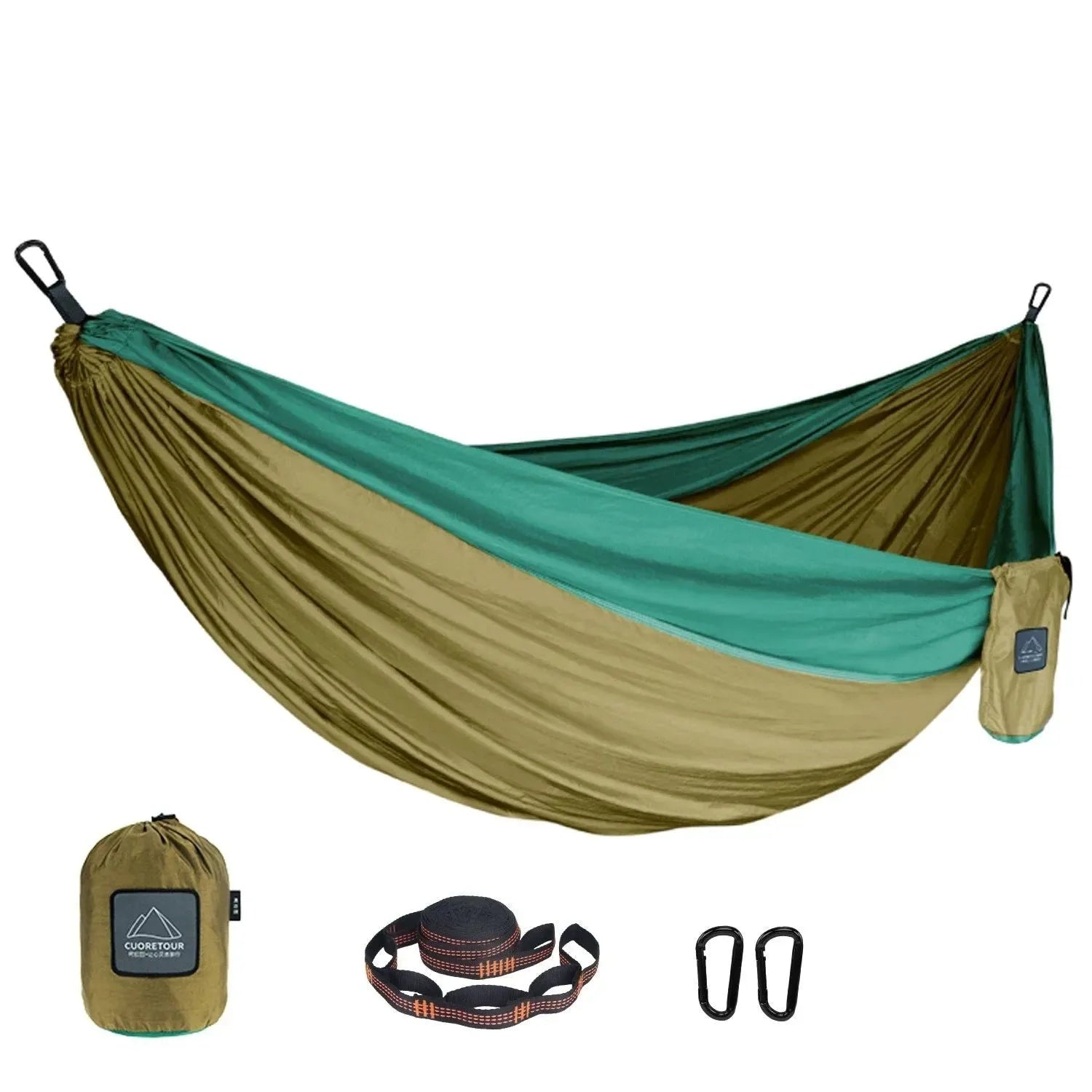 Portable Nylon Parachute Fabric Hammock - Single and Double Size for Camping, Hiking, and Garden - Trekker Essentials