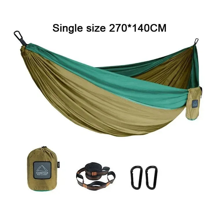 Portable Nylon Parachute Fabric Hammock - Single and Double Size for Camping, Hiking, and Garden - Trekker Essentials