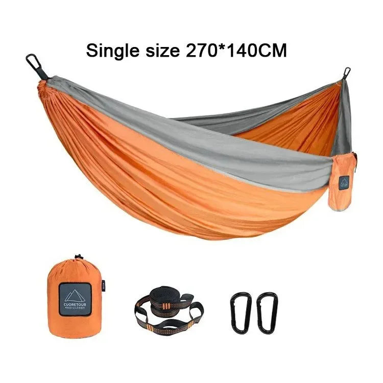 Portable Nylon Parachute Fabric Hammock - Single and Double Size for Camping, Hiking, and Garden - Trekker Essentials