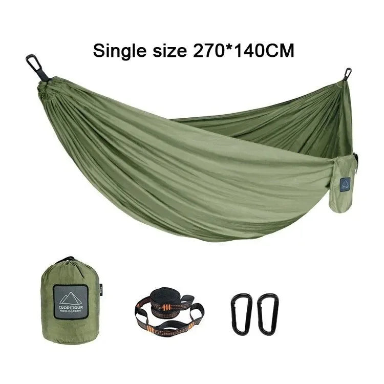 Portable Nylon Parachute Fabric Hammock - Single and Double Size for Camping, Hiking, and Garden - Trekker Essentials