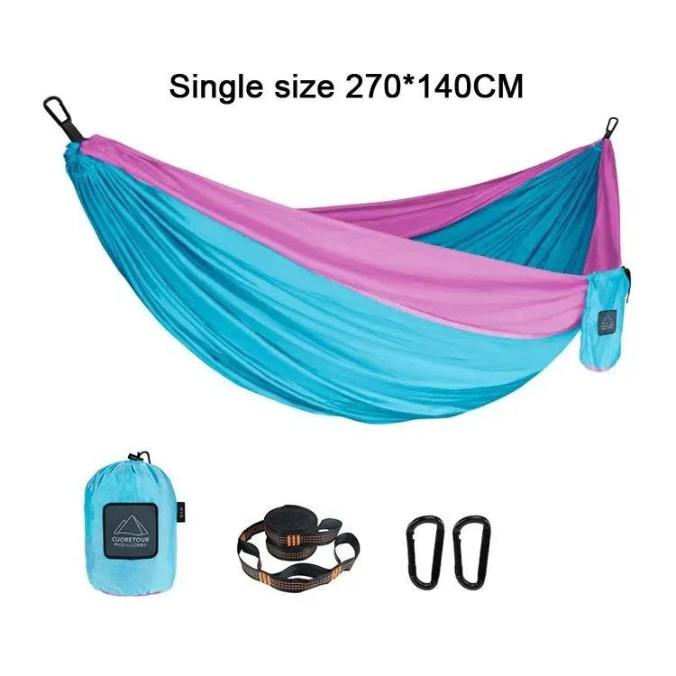 Portable Nylon Parachute Fabric Hammock - Single and Double Size for Camping, Hiking, and Garden - Trekker Essentials