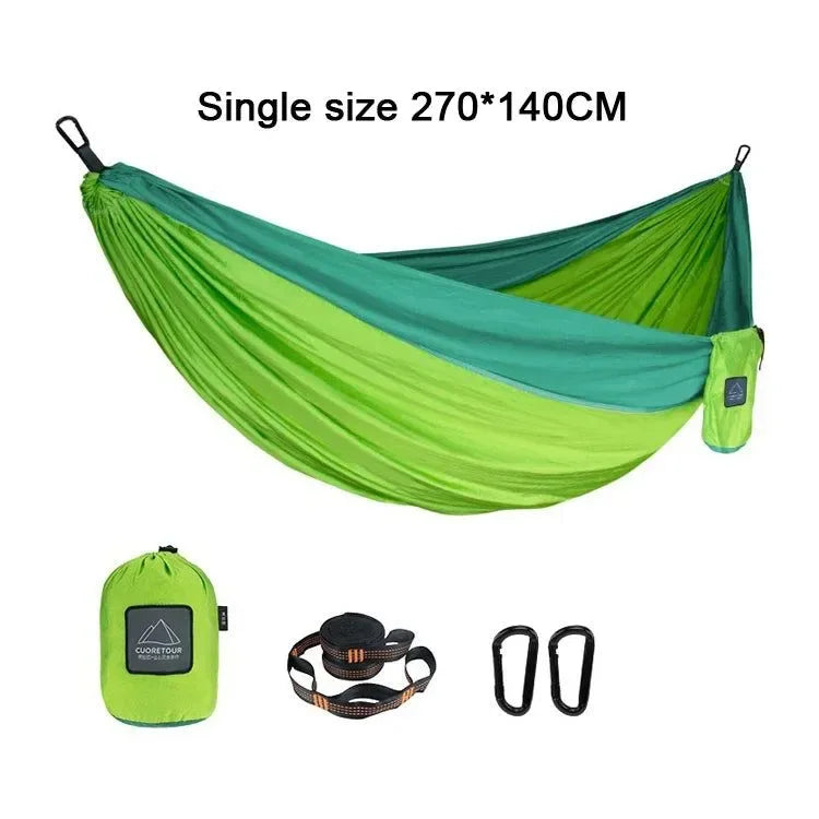 Portable Nylon Parachute Fabric Hammock - Single and Double Size for Camping, Hiking, and Garden - Trekker Essentials
