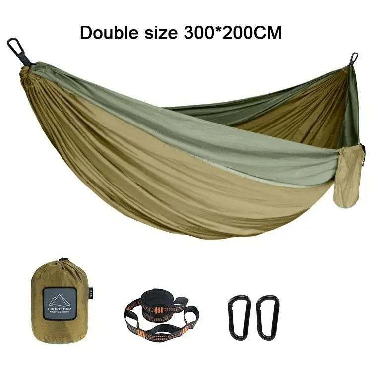 Portable Nylon Parachute Fabric Hammock - Single and Double Size for Camping, Hiking, and Garden - Trekker Essentials