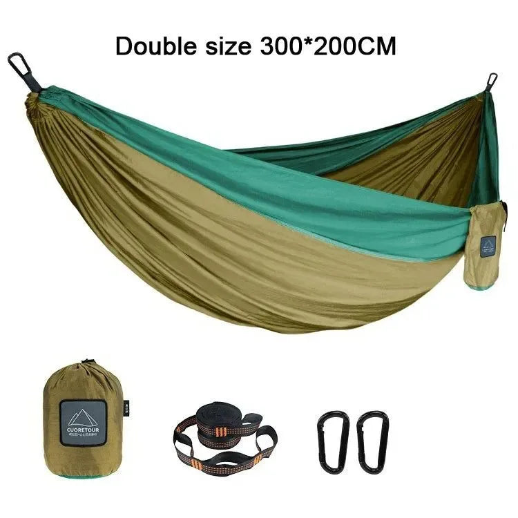 Portable Nylon Parachute Fabric Hammock - Single and Double Size for Camping, Hiking, and Garden - Trekker Essentials