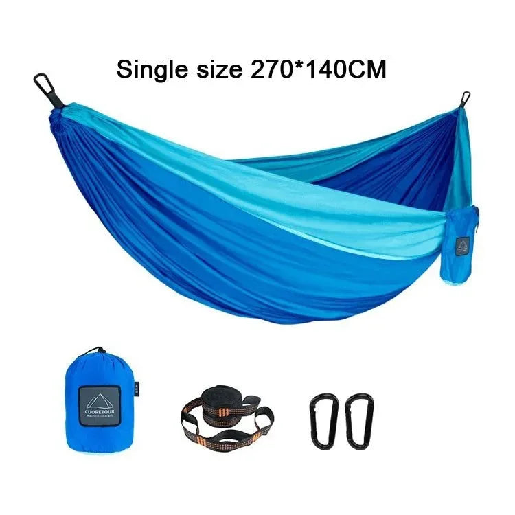 Portable Nylon Parachute Fabric Hammock - Single and Double Size for Camping, Hiking, and Garden - Trekker Essentials