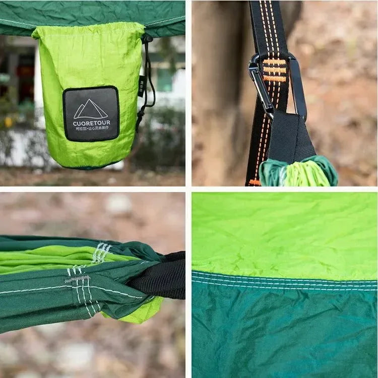 Portable Nylon Parachute Fabric Hammock - Single and Double Size for Camping, Hiking, and Garden - Trekker Essentials