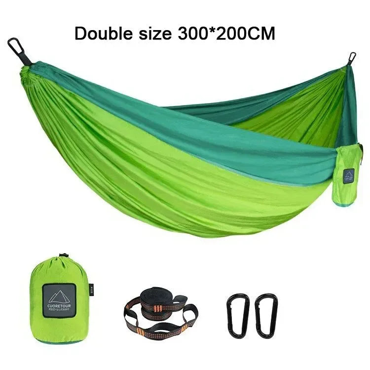 Portable Nylon Parachute Fabric Hammock - Single and Double Size for Camping, Hiking, and Garden - Trekker Essentials