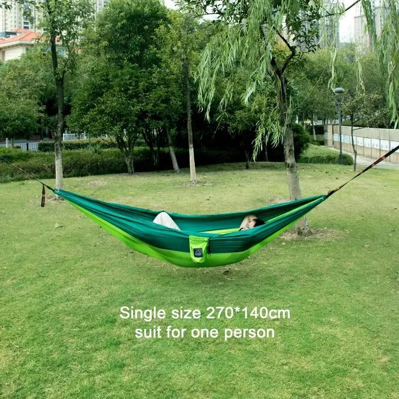 Portable Nylon Parachute Fabric Hammock - Single and Double Size for Camping, Hiking, and Garden - Trekker Essentials
