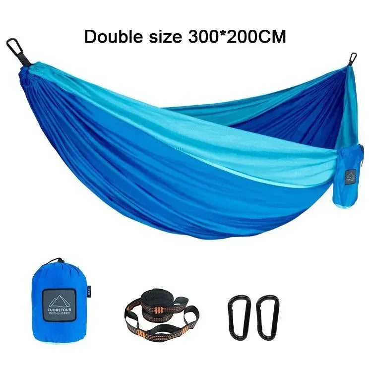 Portable Nylon Parachute Fabric Hammock - Single and Double Size for Camping, Hiking, and Garden - Trekker Essentials