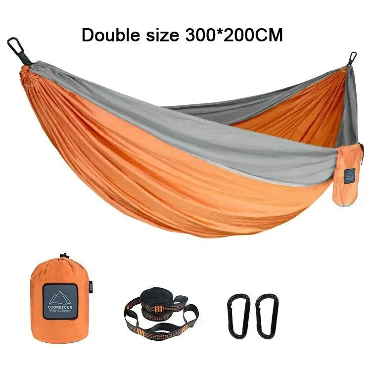 Portable Nylon Parachute Fabric Hammock - Single and Double Size for Camping, Hiking, and Garden - Trekker Essentials