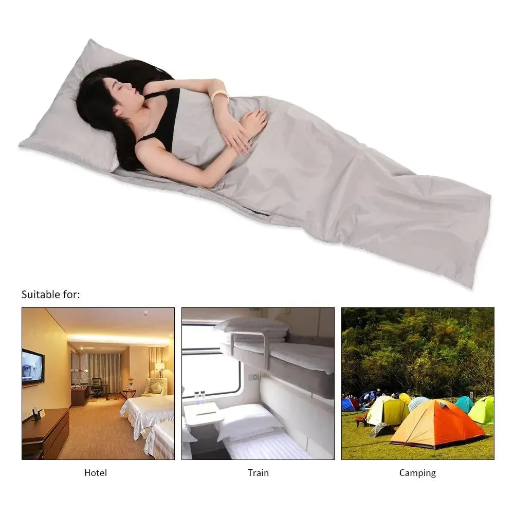 Portable Outdoor Camping Sleeping Bag Liner with Pillowcase - Lightweight, Ideal for Business Trips & Hotels - Trekker Essentials