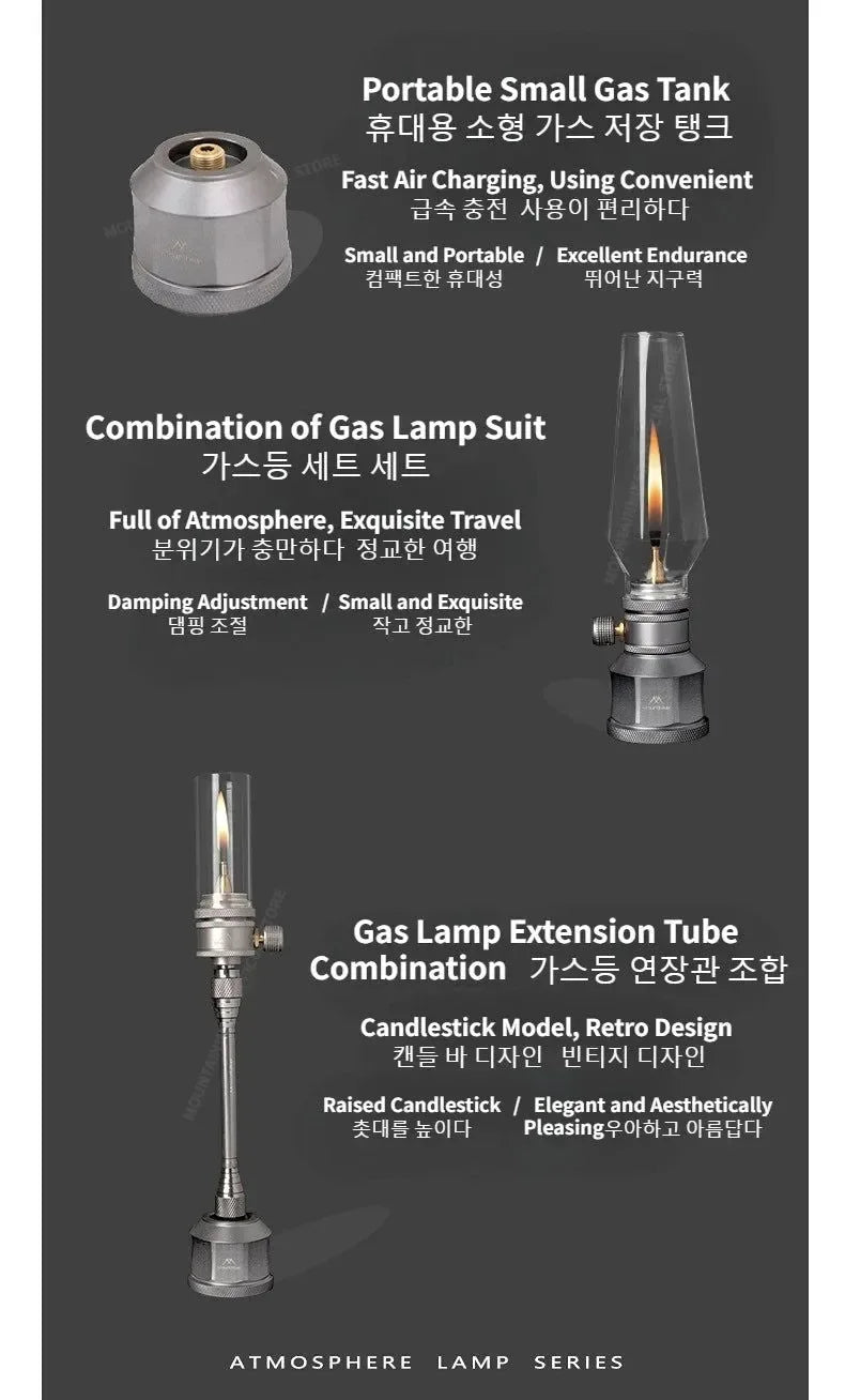 Portable Outdoor Gas Camping Lamp – Lightweight Emotional Atmosphere Lantern with Energy-Saving Long-Lasting Light - Trekker Essentials