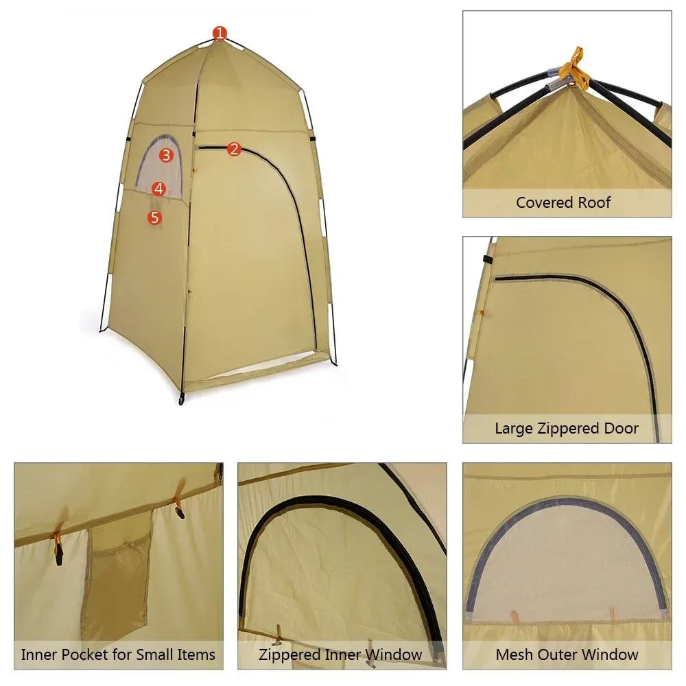 Portable Outdoor Shower Bath Changing Fitting Room Tent - Beach Camping Privacy Toilet Pop-Up Tent Ultralight - Trekker Essentials