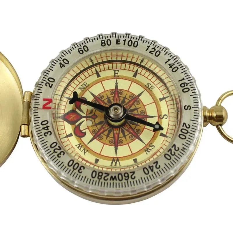 Portable Pocket Brass Gold Color Compass with Noctilucent Display - Ideal for Outdoor Camping and Hiking - Trekker Essentials