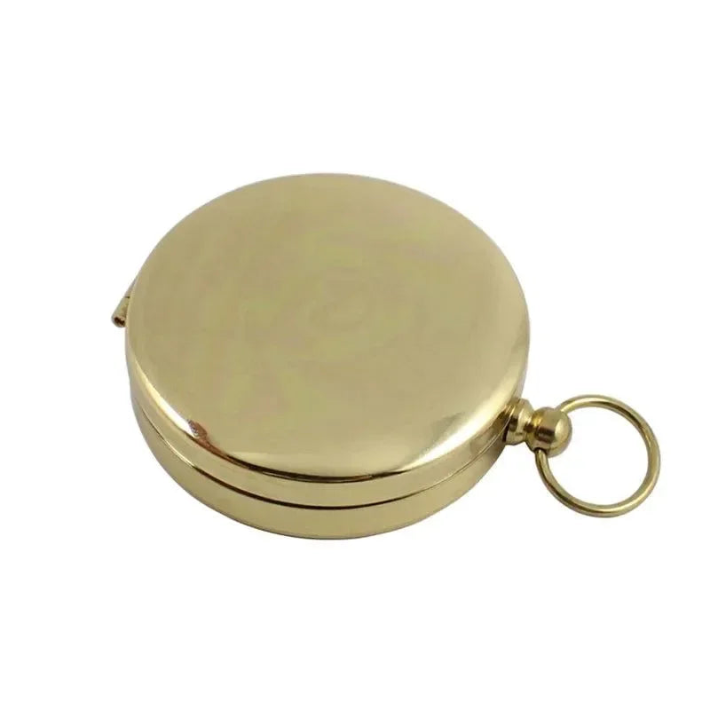 Portable Pocket Brass Gold Color Compass with Noctilucent Display - Ideal for Outdoor Camping and Hiking - Trekker Essentials
