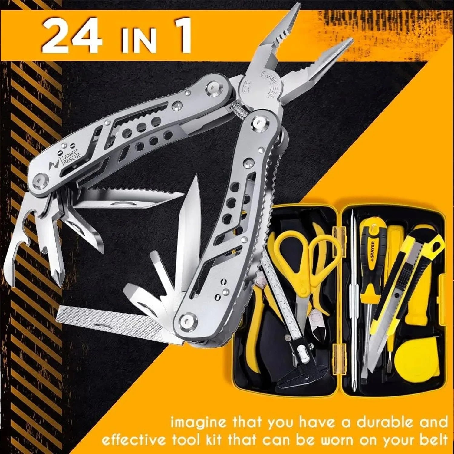 Portable Pocket Multitool - Essential Stainless Steel Gear for Outdoor Survival - Trekker Essentials