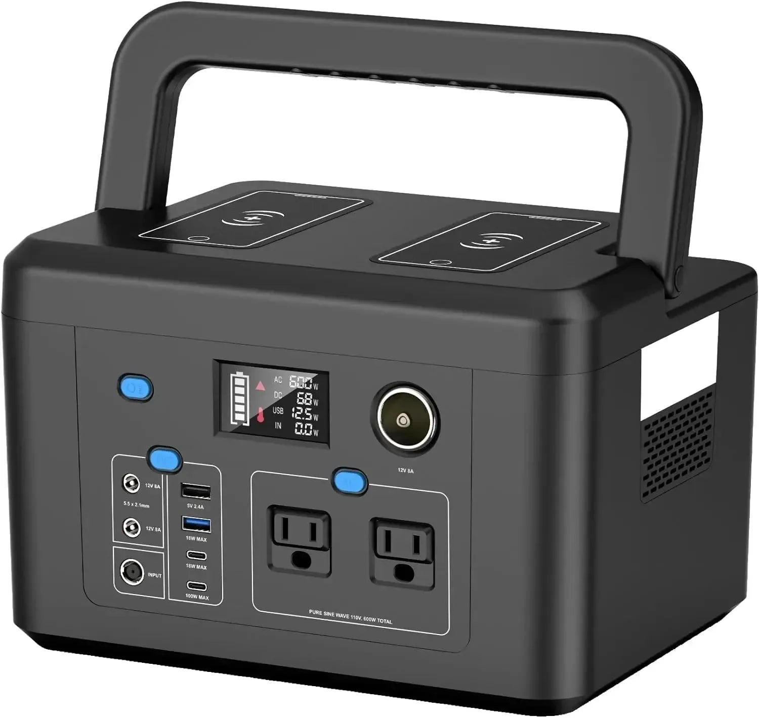 Portable Power Station with Pure Sine Wave AC Outlets, USB-C, and Wireless Charging – Solar Generator - Trekker Essentials