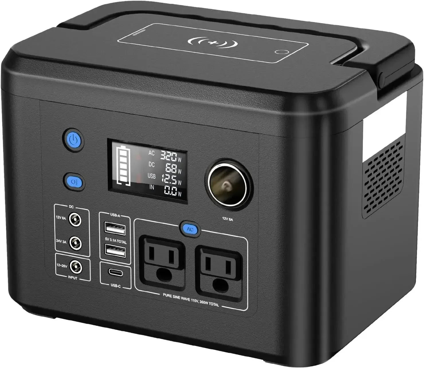 Portable Power Station with Pure Sine Wave AC Outlets, USB-C, and Wireless Charging – Solar Generator - Trekker Essentials