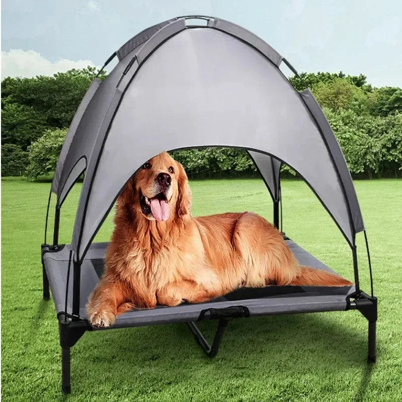 Portable Raised Pet Bed with Sun Canopy for Outdoor Camping - Trekker Essentials