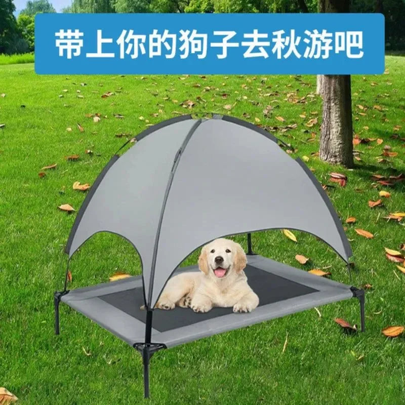 Portable Raised Pet Bed with Sun Canopy for Outdoor Camping - Trekker Essentials