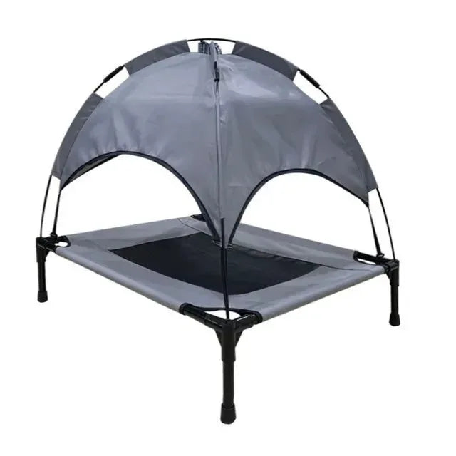 Portable Raised Pet Bed with Sun Canopy for Outdoor Camping - Trekker Essentials
