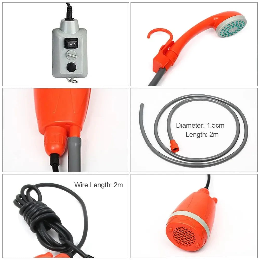 Portable Rechargeable Camping Shower Pump - Outdoor Shower Head with Bucket for Camping, Hiking, Traveling - Trekker Essentials