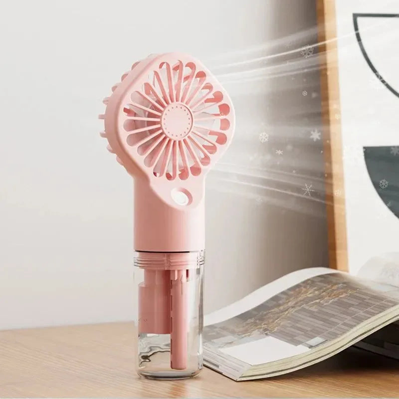 Portable Rechargeable Handheld Misting Fan - Battery Operated USB Mini Air Conditioner for Travel and Outdoor Use - Trekker Essentials