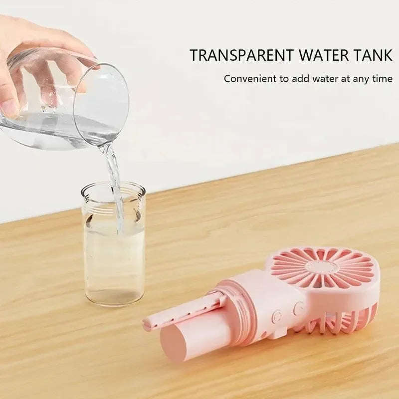 Portable Rechargeable Handheld Misting Fan - Battery Operated USB Mini Air Conditioner for Travel and Outdoor Use - Trekker Essentials
