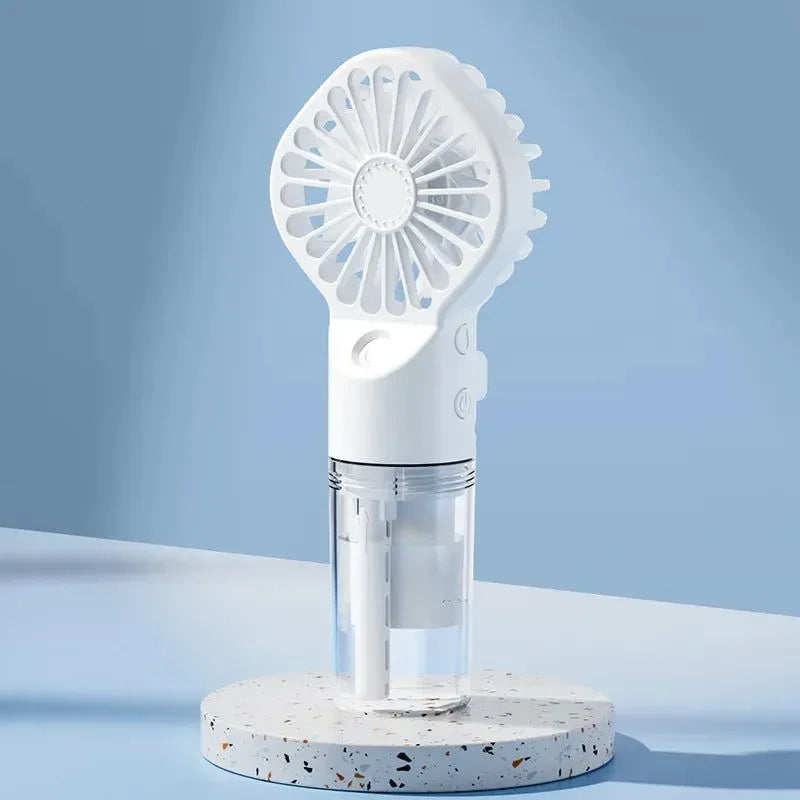 Portable Rechargeable Handheld Misting Fan - Battery Operated USB Mini Air Conditioner for Travel and Outdoor Use - Trekker Essentials