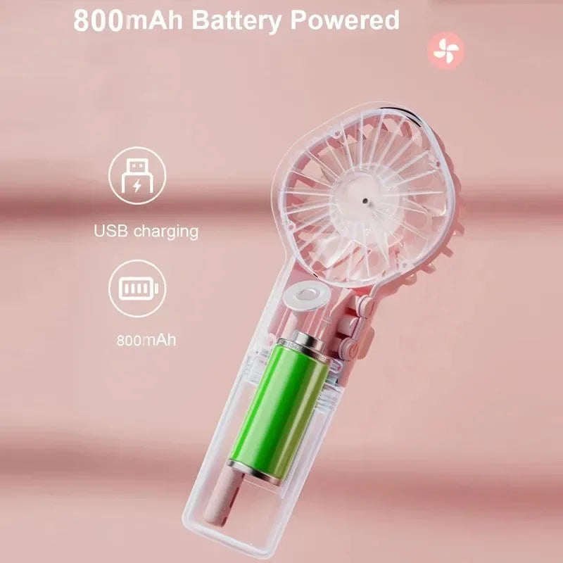 Portable Rechargeable Handheld Misting Fan - Battery Operated USB Mini Air Conditioner for Travel and Outdoor Use - Trekker Essentials