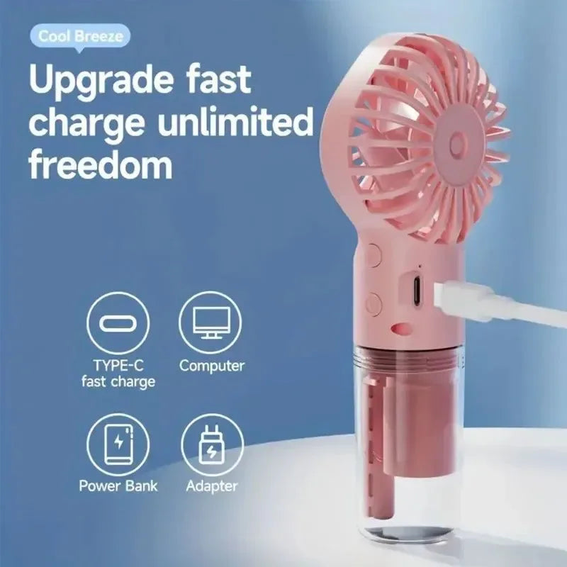 Portable Rechargeable Handheld Misting Fan - Battery Operated USB Mini Air Conditioner for Travel and Outdoor Use - Trekker Essentials