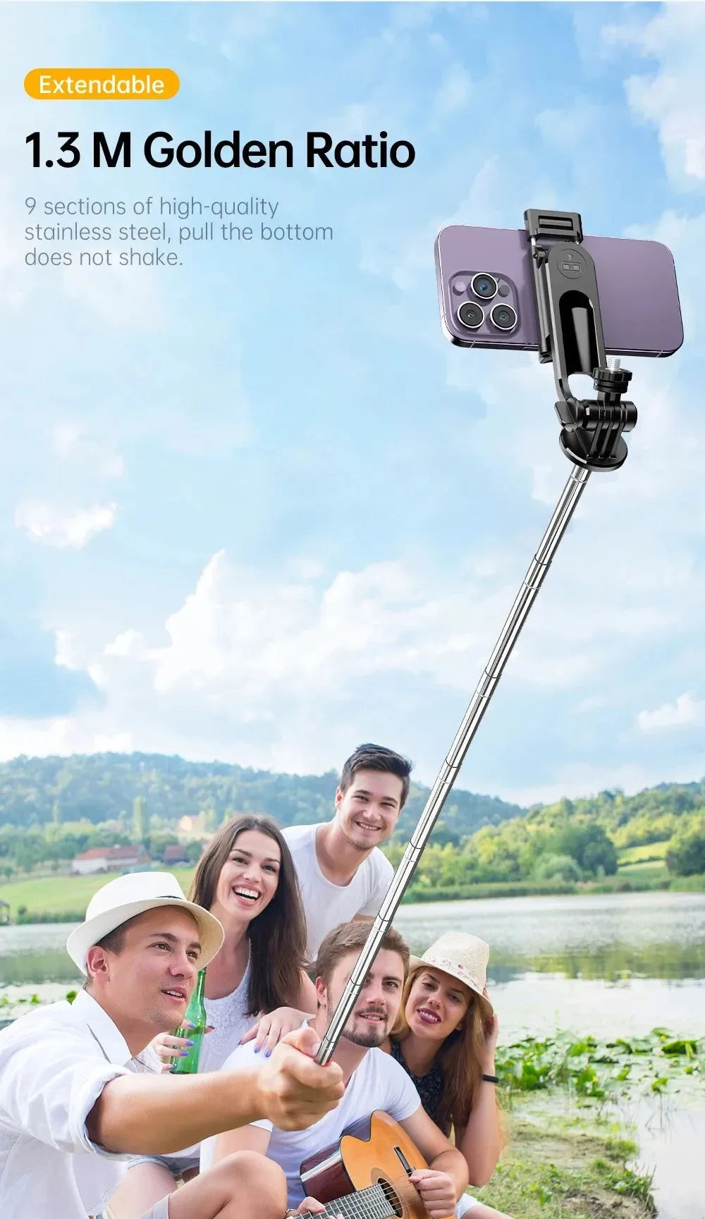 Portable Selfie Stick Tripod with Bluetooth Remote & 360° Phone Holder - Trekker Essentials