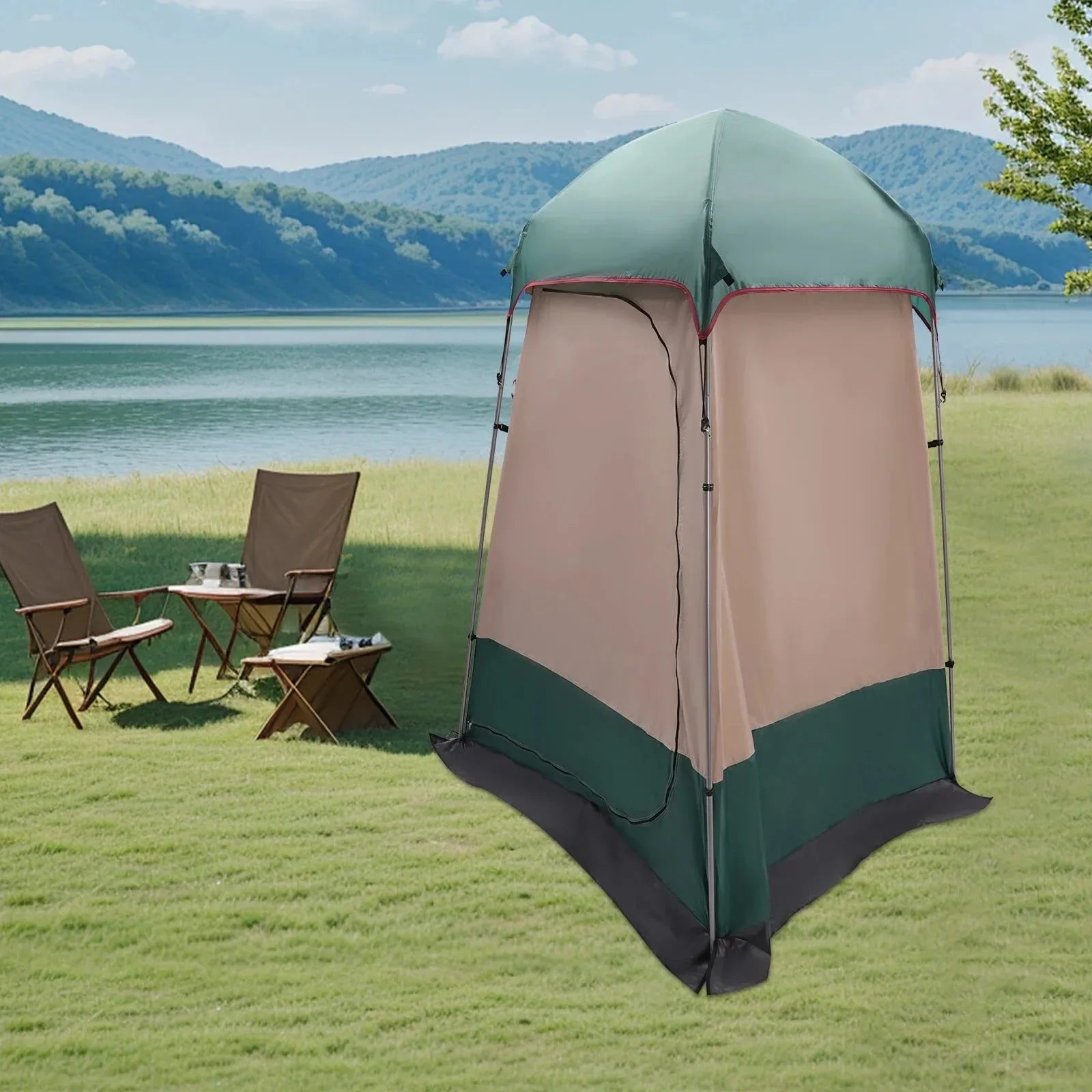 Trekker Essentials - Portable Shower & Toilet Tent - 160x160x240cm Outdoor Privacy Shelter for Camping & Beach