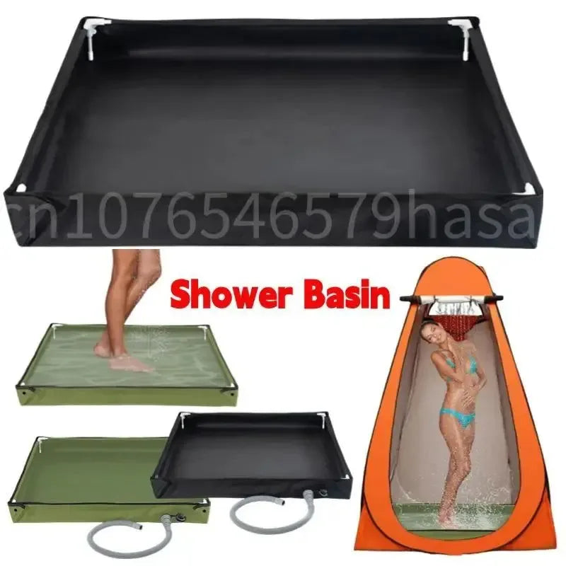 Portable Shower Tray & Floor Base: 80cm Foldable Camping Shower Pan & Pet Bath Basin - Trekker Essentials
